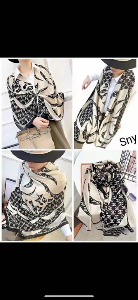 Cream black scarf Cream black scarf.jpeg
