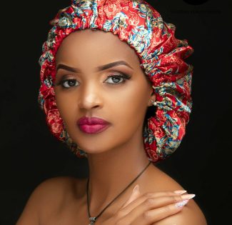 Red Floral Adjustable double layered Bonnets